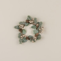9" GLITTERED GOLD BERRY & PINE CANDLE RING