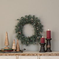 20" PINE W/ CREAM BERRIES WREATH
