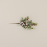 15" GLITTERED PINE W/ RED BERRIES & PINECONE SPRAY