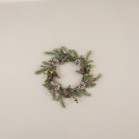 19" GLITTERED PINE W/ RED BERRIES & PINECONE WREATH