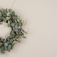 20" GLITTERED EUCALYPTUS & TWIG WREATH