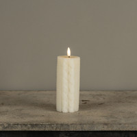6" CREAM SWEATER 3D FLAME CANDLE