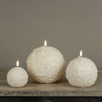 4.5" CREAM SHIMMER 3D FLAME SNOWBALL CANDLE