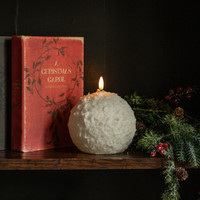 4.5" CREAM SHIMMER 3D FLAME SNOWBALL CANDLE