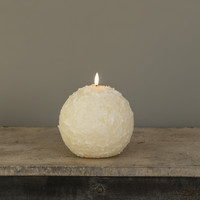 6" CREAM SHIMMER 3D FLAME SNOWBALL CANDLE