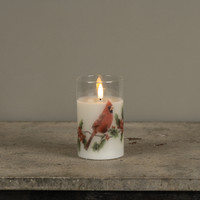 5" CARDINAL 3D FLAME GLASS CANDLE