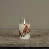 5" CARDINAL 3D FLAME GLASS CANDLE