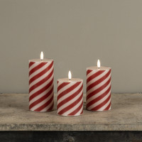 4" CANDY CANE 3D FLAME PILLAR CANDLE