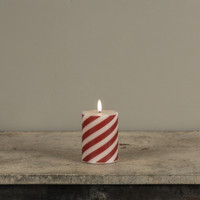 4" CANDY CANE 3D FLAME PILLAR CANDLE
