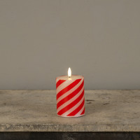 4" CANDY CANE 3D FLAME PILLAR CANDLE