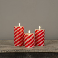5" CANDY CANE 3D FLAME PILLAR CANDLE