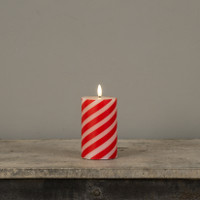 5" CANDY CANE 3D FLAME PILLAR CANDLE