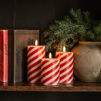 5" CANDY CANE 3D FLAME PILLAR CANDLE