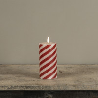 6" CANDY CANE 3D FLAME PILLAR CANDLE