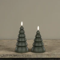 5" NOBLE DARK GREEN TREE 3D FLAME CANDLE
