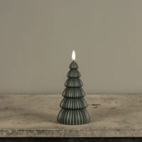 6" NOBLE DARK GREEN TREE 3D FLAME CANDLE