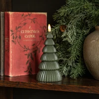 6" NOBLE DARK GREEN TREE 3D FLAME CANDLE