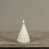 5.5" CREAM SHIMMER 3D FLAME RUFFLE TREE CANDLE