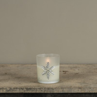 4" ETCHED SNOWFLAKE FROSTED GLASS 3D FLAME CANDLE