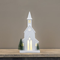 12" LIGHTED CERAMIC HOLIDAY CHURCH