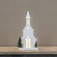 12" LIGHTED CERAMIC HOLIDAY CHURCH