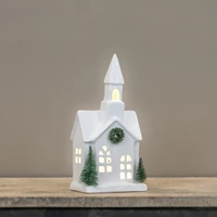 10.75" LIGHTED CERAMIC HOLIDAY CHURCH