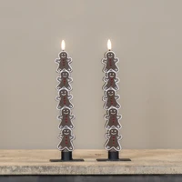 SET/2 - 11.5" STACKED GINGERBREAD MEN TAPER CANDLES