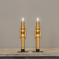 SET/2 - 9.75" 3D FLAME GOLD NUTCRACKER TAPER CANDLES
