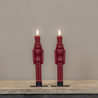 SET/2 - 9.75" 3D FLAME RED NUTCRACKER TAPER CANDLES