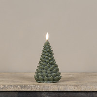 7" GREEN SHIMMER 3D FLAME BALSAM TREE CANDLE