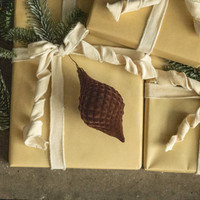 6" DARK BROWN FLOCKED FINIAL ORNAMENT