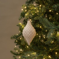 6" CREAM FLOCKED FINIAL ORNAMENT