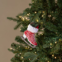 FROSTED RED ICE SKATE ORNAMENT