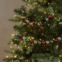 6' GREEN, RED & SILVER BALL GARLAND