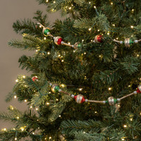 6' GREEN, RED & SILVER STRIPED BEADED GARLAND