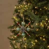 SILVER & TEAL BEADED STAR ORNAMENT