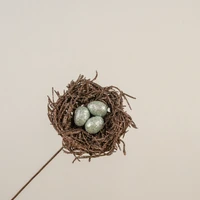 GLITTERED BIRD NEST W/ EGGS PICK