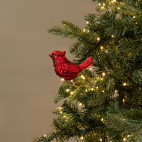 GLITTERED CARDINAL CLIP ON ORNAMENT
