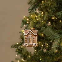 GLASS GINGERBREAD HOUSE ORNAMENT