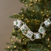 6' WHITE & GREEN PAPER CHAIN GARLAND KIT