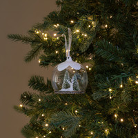 WHITE DEER IN GLASS GLOBE ORNAMENT