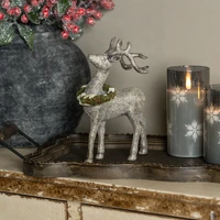 GLITTERED STANDING DEER W/ WREATH