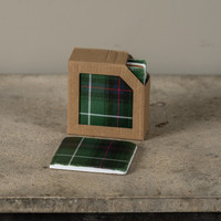 SET/4 GREEN TARTAN COASTERS