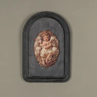 12" BABY JESUS W/ LAMBS METAL SIGN
