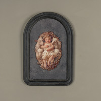 12" BABY JESUS W/ LAMBS METAL SIGN