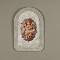 12" BABY JESUS W/ LAMBS METAL SIGN