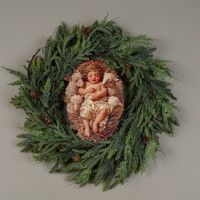 12" BABY JESUS W/ LAMBS METAL SIGN