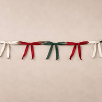 9' RED, WHITE & GREEN BOW GARLAND