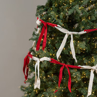 9' RED & WHITE BOW GARLAND