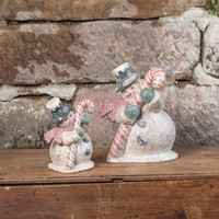 10" CANDY CANE SNOWMAN